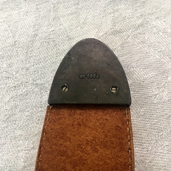 90s Vintage Brighton Western Silver Leather Belt - Picture 12 of 12
